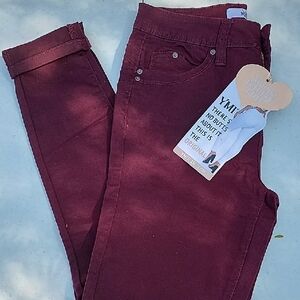 YMI Women's Deep Burgundy Ankle Jeans